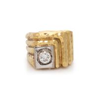 HENRY DUNAY, YELLOW GOLD AND DIAMOND RING
