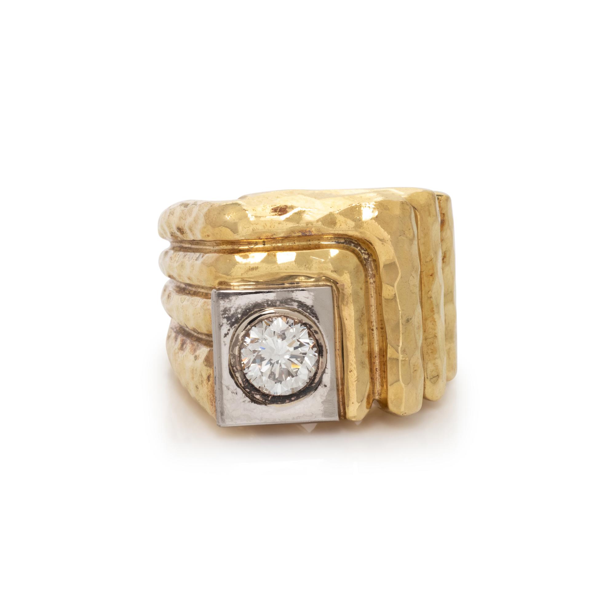 HENRY DUNAY, YELLOW GOLD AND DIAMOND RING