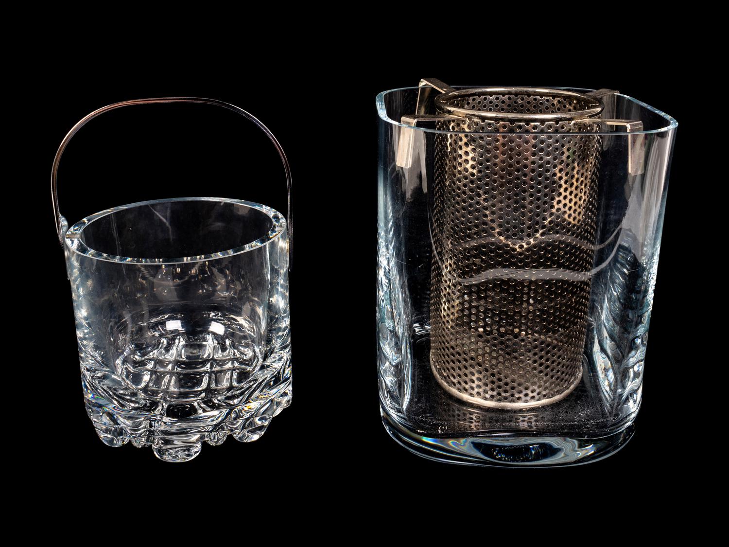 An Orrefors Glass Champagne Bucket and an Orrefors Ice Bucket