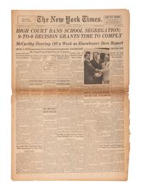 [CIVIL RIGHTS]. New York Times . 5 issues featuring headlines covering milestones of the 1950s-1960s.