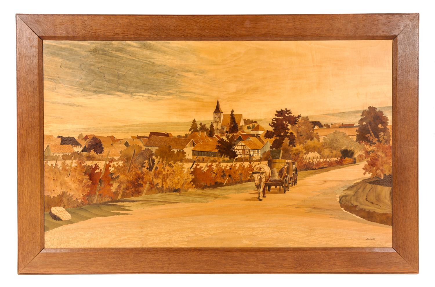 A Set of Five French Marquetry Panels Height of largest overall 30 1/4 x width 47 inches. — PAUL SPINDLER (1907-1980)