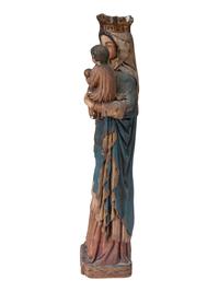 A Continental Paint Decorated Chalkware Santos Figure of the Madonna and Child
