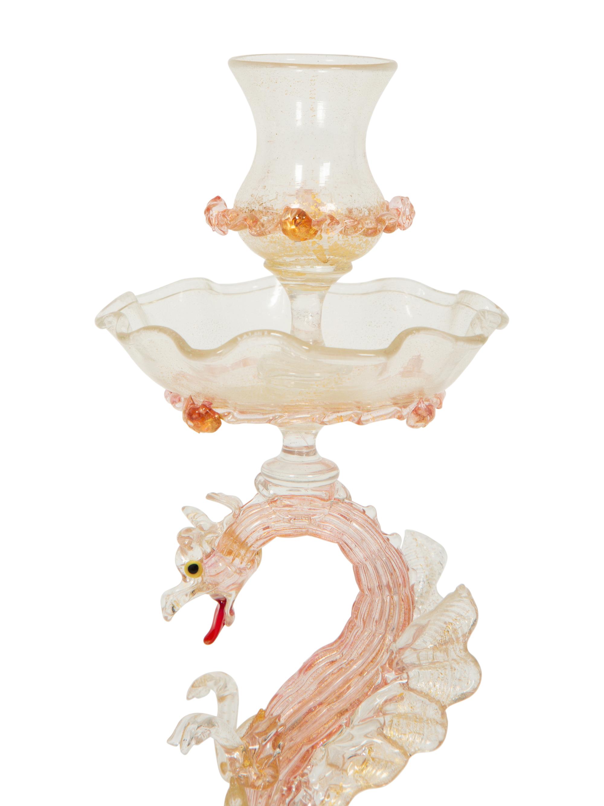 A Pair of Murano Glass Candlesticks
