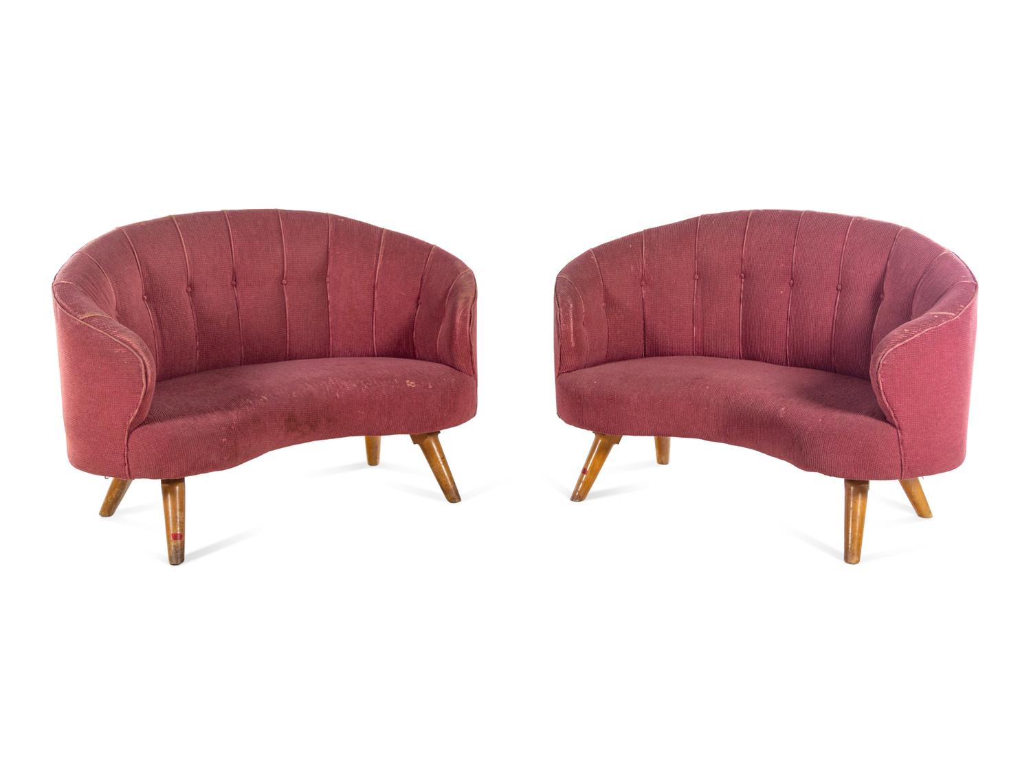 A Pair of Button-Tufted Settees