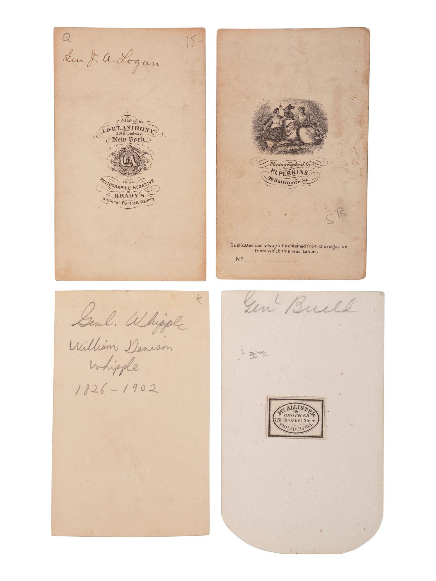 [CIVIL WAR - WESTERN THEATER]. A group of 8 CDVs of Union generals, incl. Grant, Halleck, Sherman, and Logan.