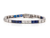 ART DECO, DIAMOND AND SYNTHETIC SAPPHIRE BRACELET
