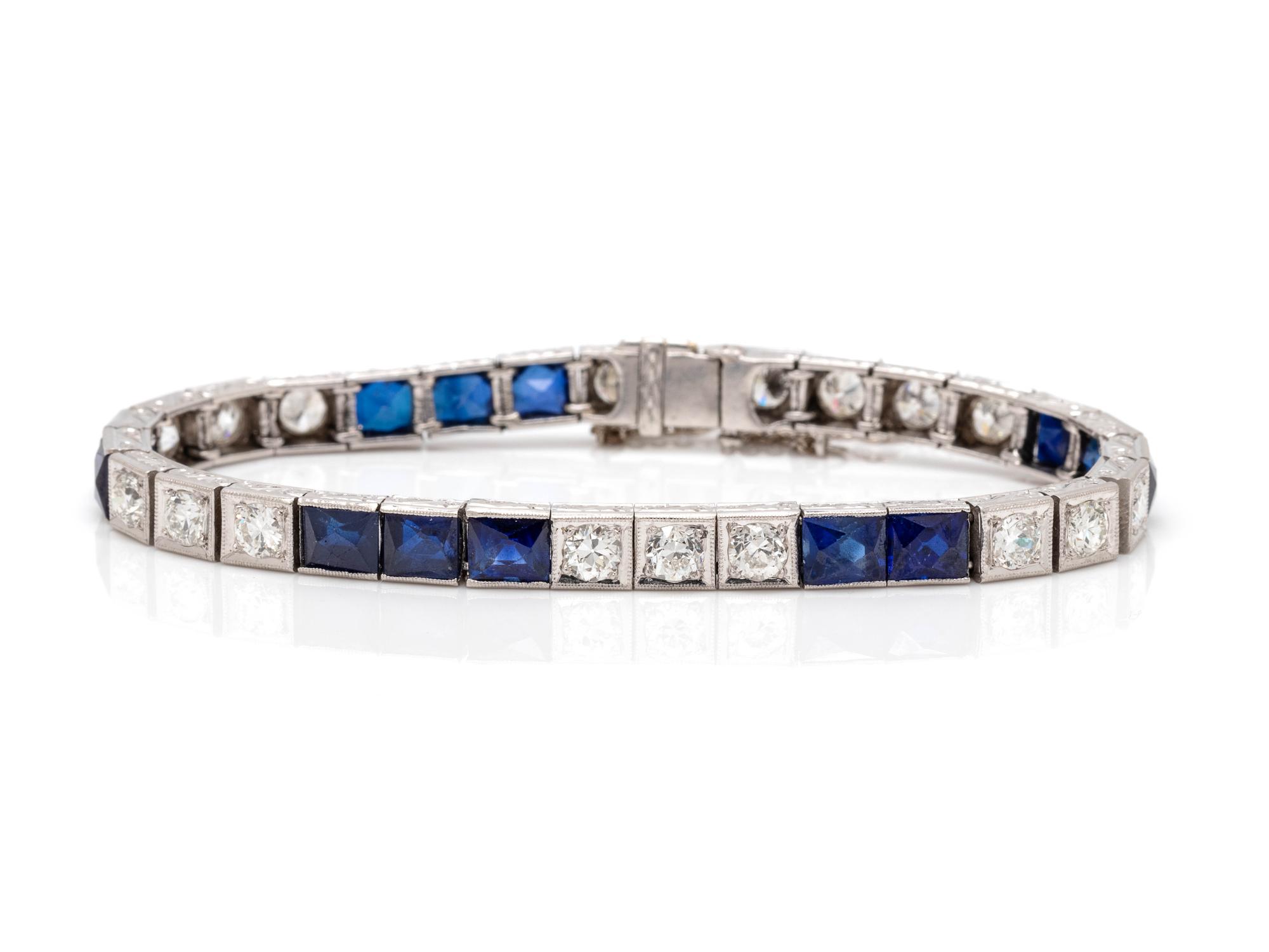 ART DECO, DIAMOND AND SYNTHETIC SAPPHIRE BRACELET