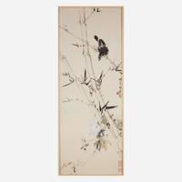 Zhang Shuqi (Chinese b.1901-d.1957) 张书旂 Bird on Bamboo with Morning Glories ???