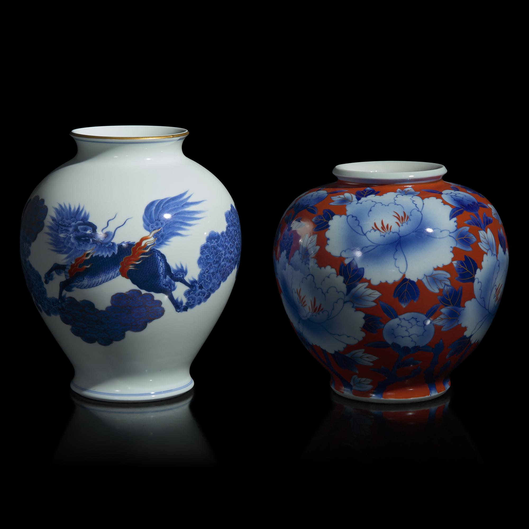 Two Japanese Fukugawa Porcelain Vases