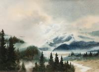 Three Paintings: Misty Mountain , 1980; Harbor Scene , 1980; Rocky Shoreline , 1978