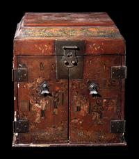 A Chinese Red Lacquer Seal Chest, Guanpixiang