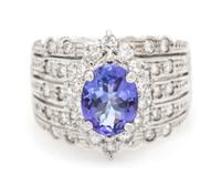 An 18 Karat White Gold, Tanzanite and Diamond Ring, LeVian, 5.90 dwts.