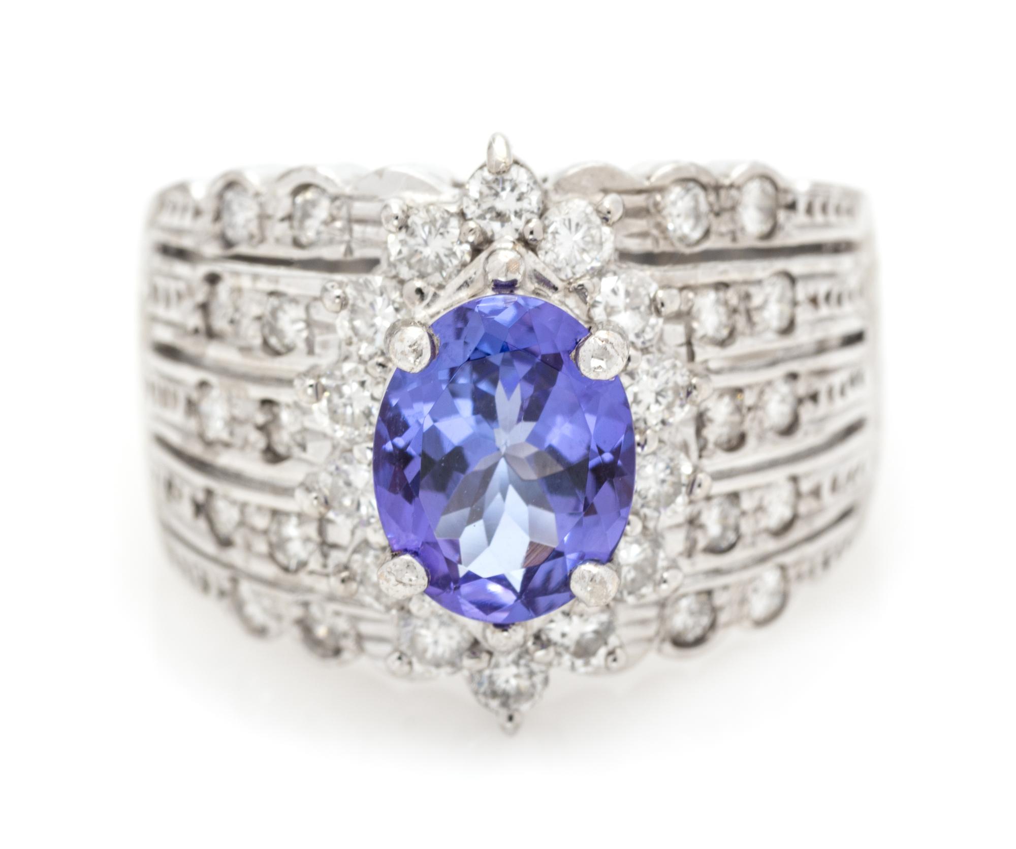 An 18 Karat White Gold, Tanzanite and Diamond Ring, LeVian, 5.90 dwts.