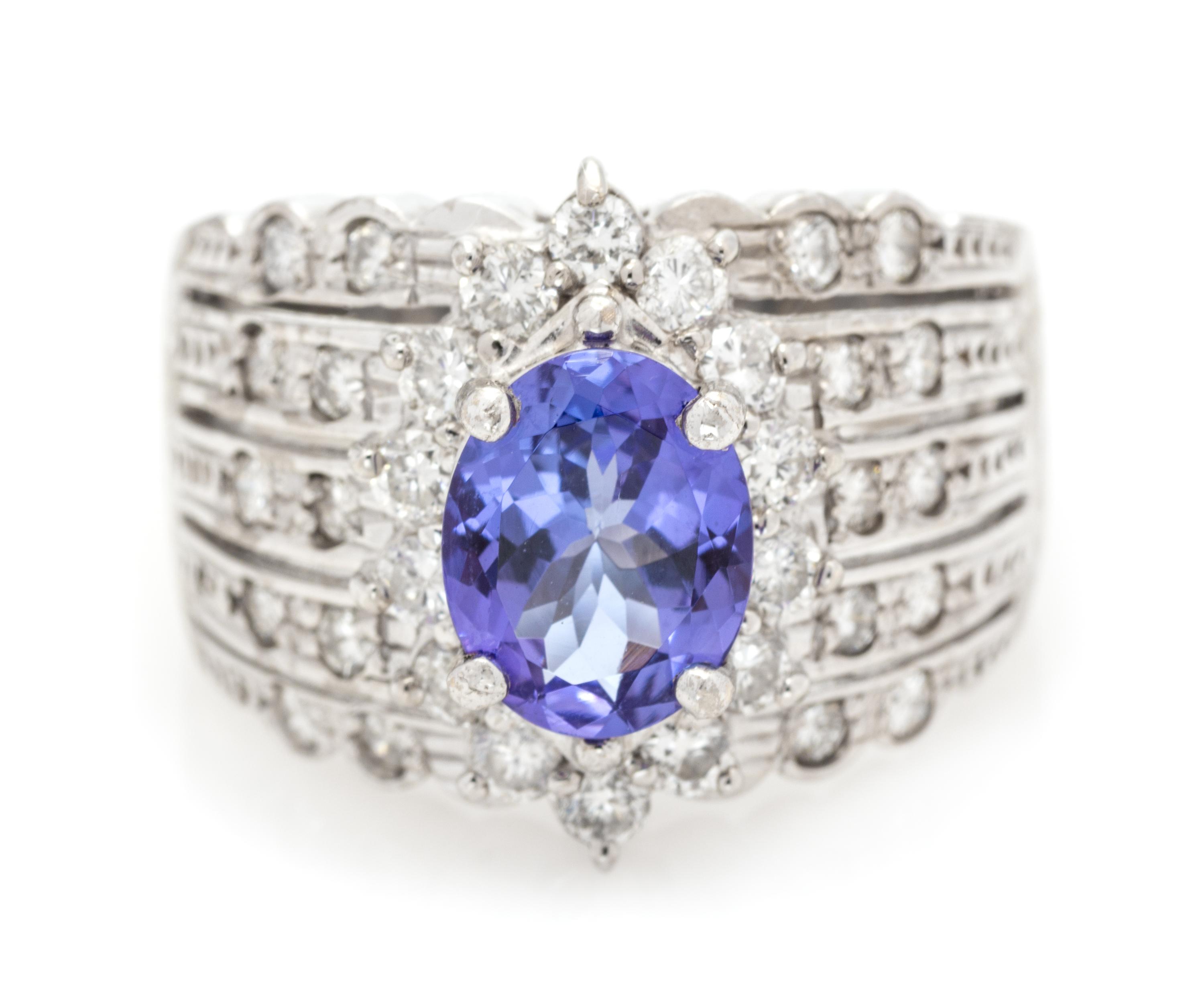An 18 Karat White Gold, Tanzanite and Diamond Ring, LeVian, 5.90 dwts.