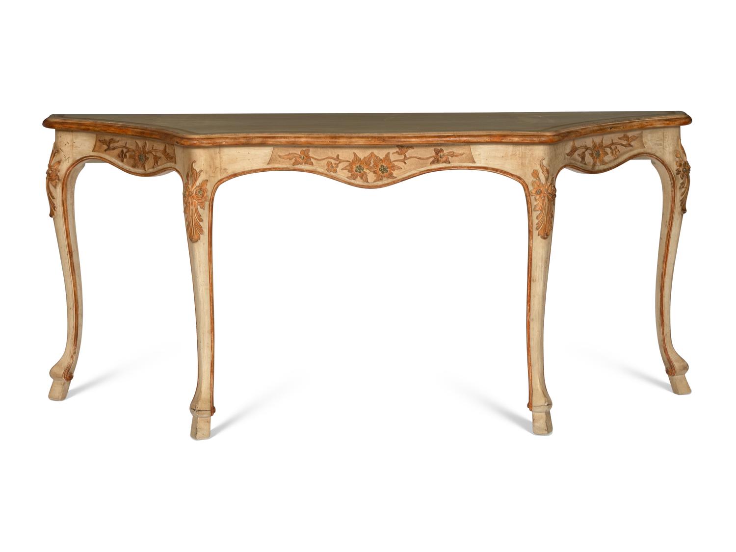 An Italian Rococo Style Cream-Painted Console Table