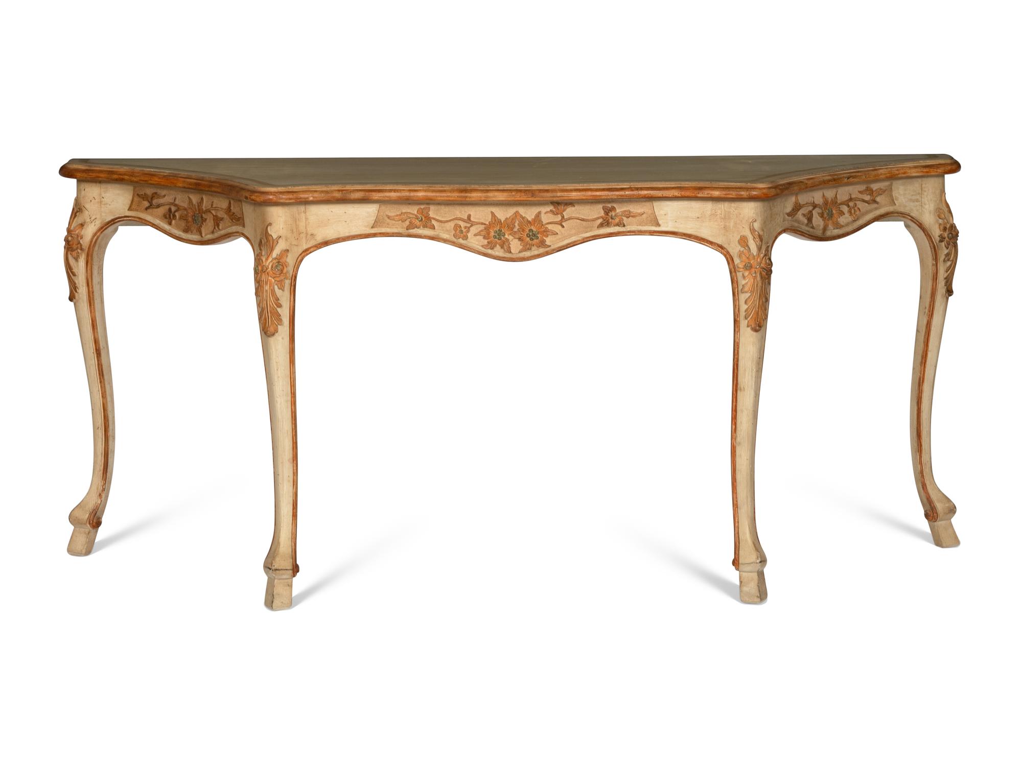 An Italian Rococo Style Cream-Painted Console Table