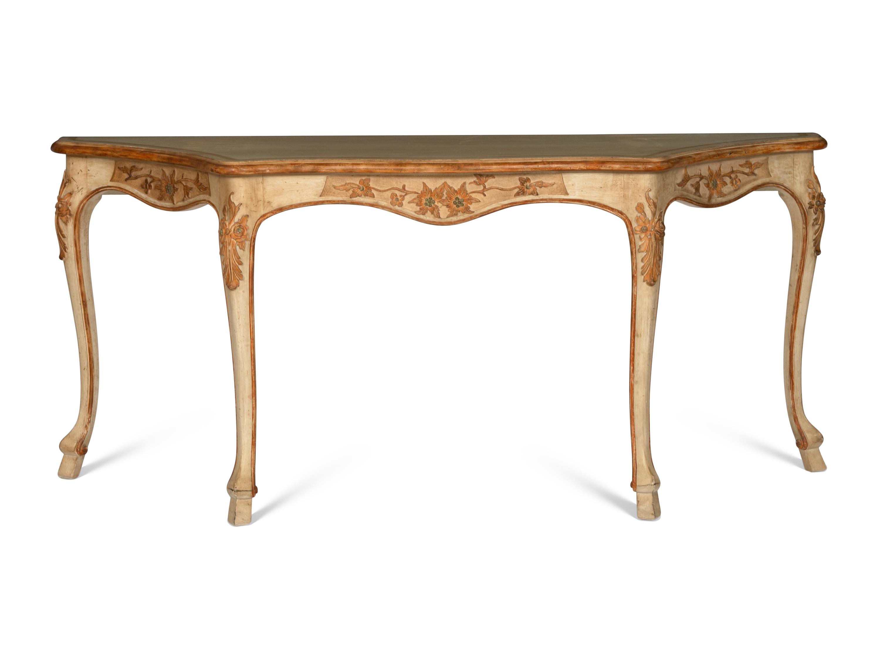 An Italian Rococo Style Cream-Painted Console Table