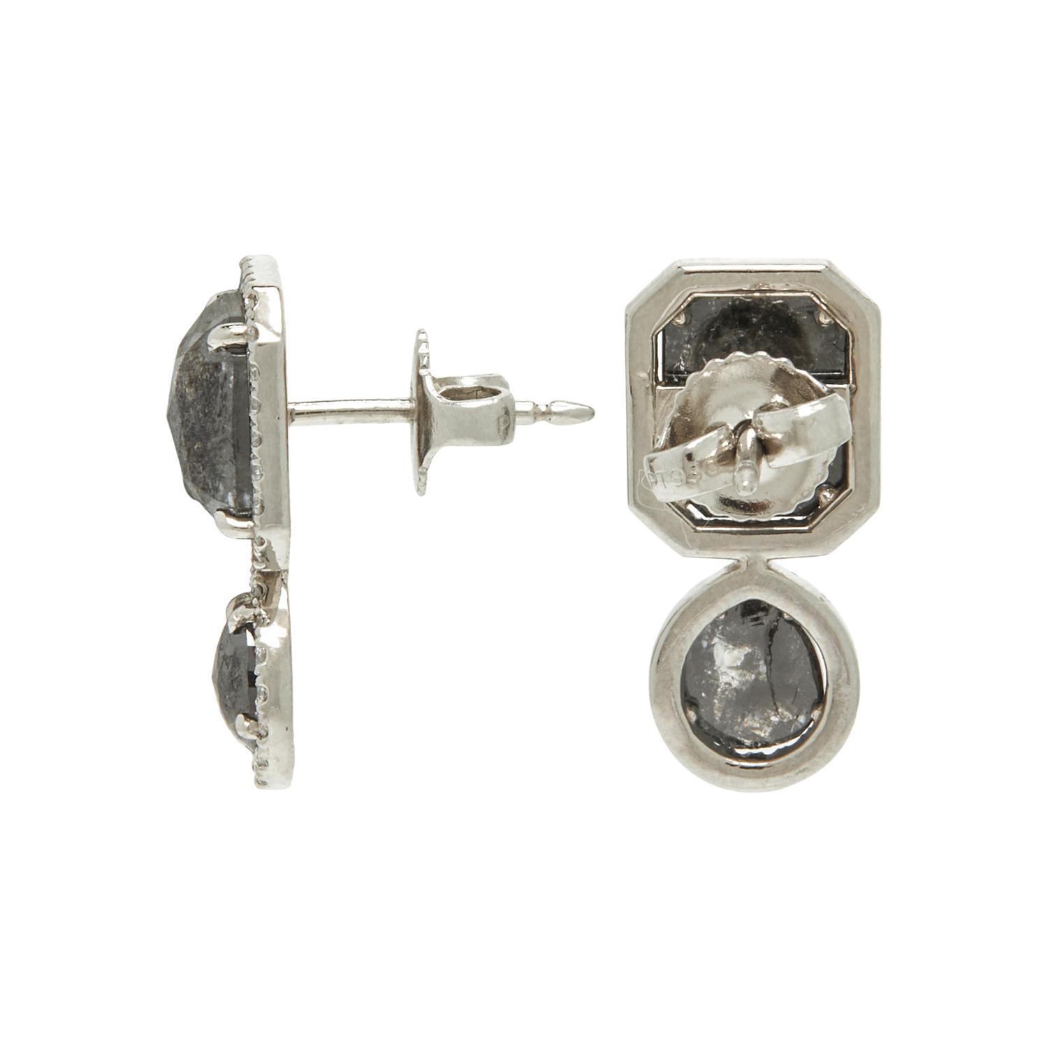 PLATINUM, BLACK AND WHITE DIAMOND EARRINGS
