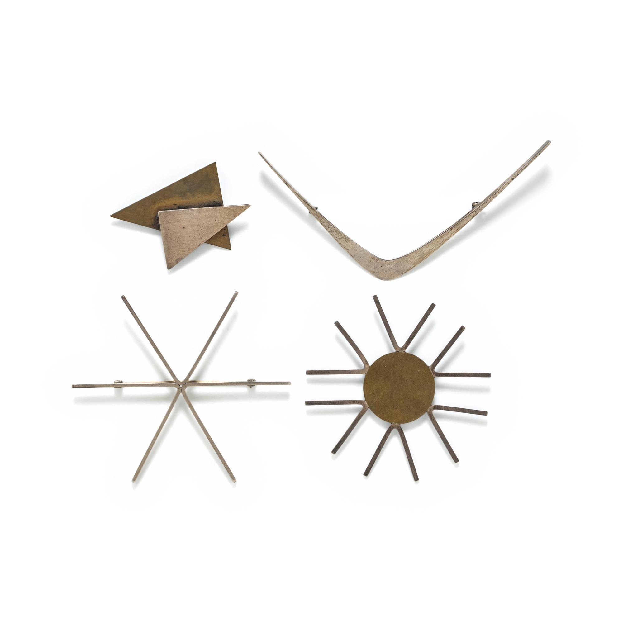 BETTY COOKE, MODERNIST, COLLECTION OF MIXED METAL BROOCHES