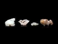 Four Chinese Celadon Jade Carvings of Animals
