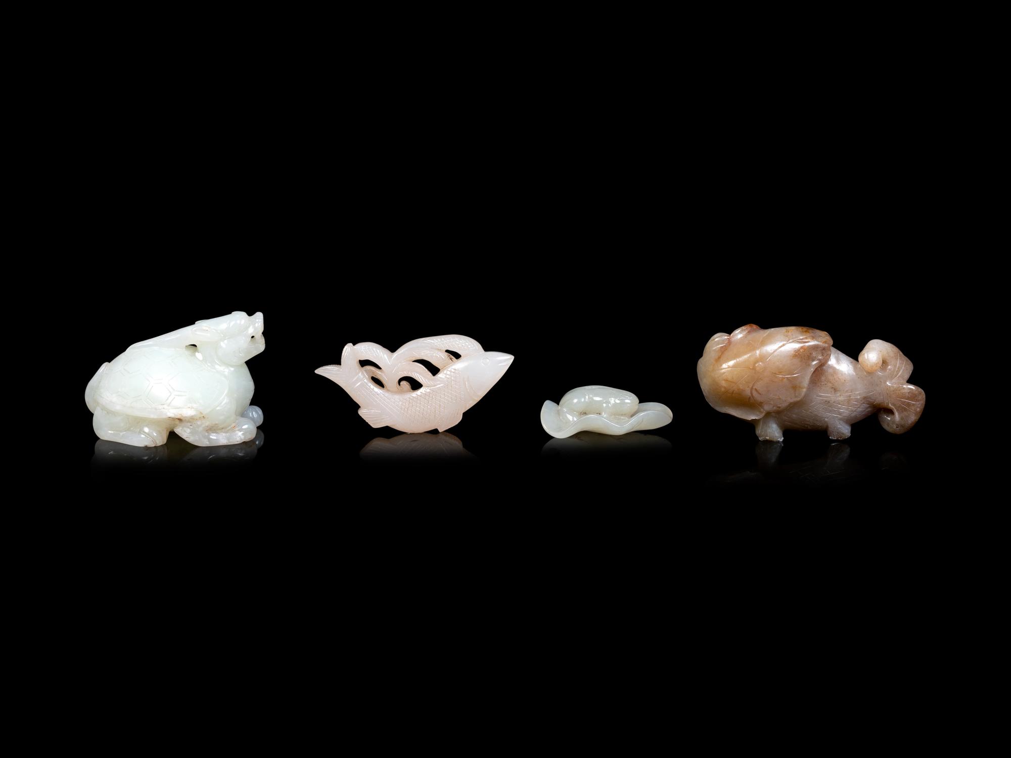 Four Chinese Celadon Jade Carvings of Animals