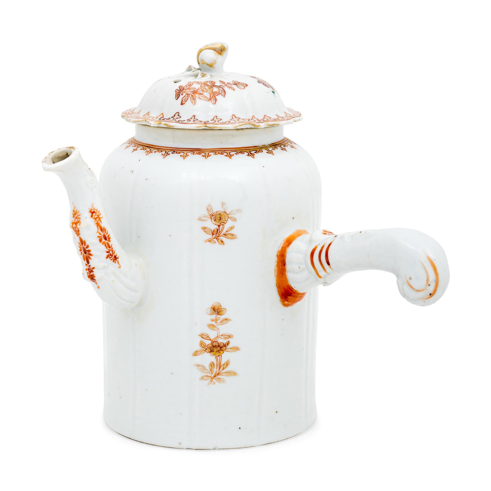 A Chinese Export Porcelain Armorial Spanish Market Coffee Pot and Cover