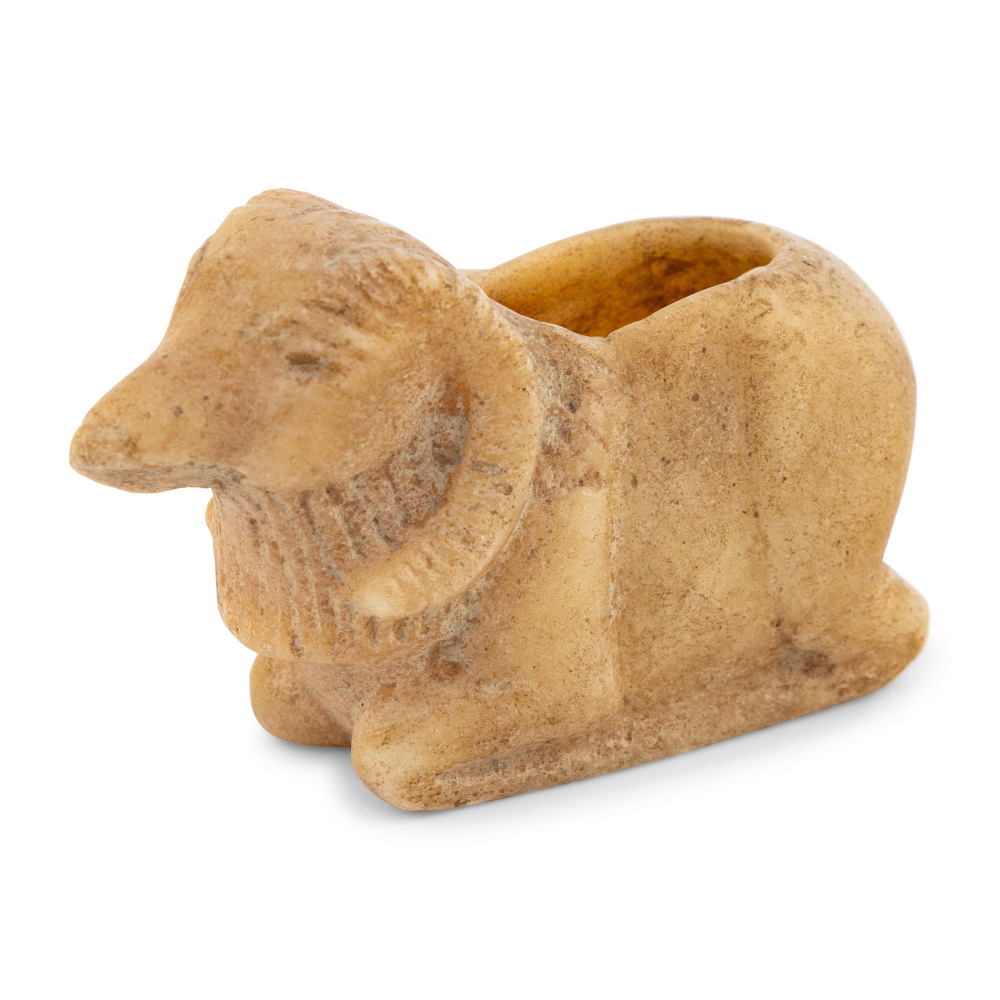 A Western Asiatic Style Alabaster Vessel in The Form of an Ibex