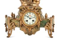 A Neoclassical Gilt Metal and Onyx Clock Garniture