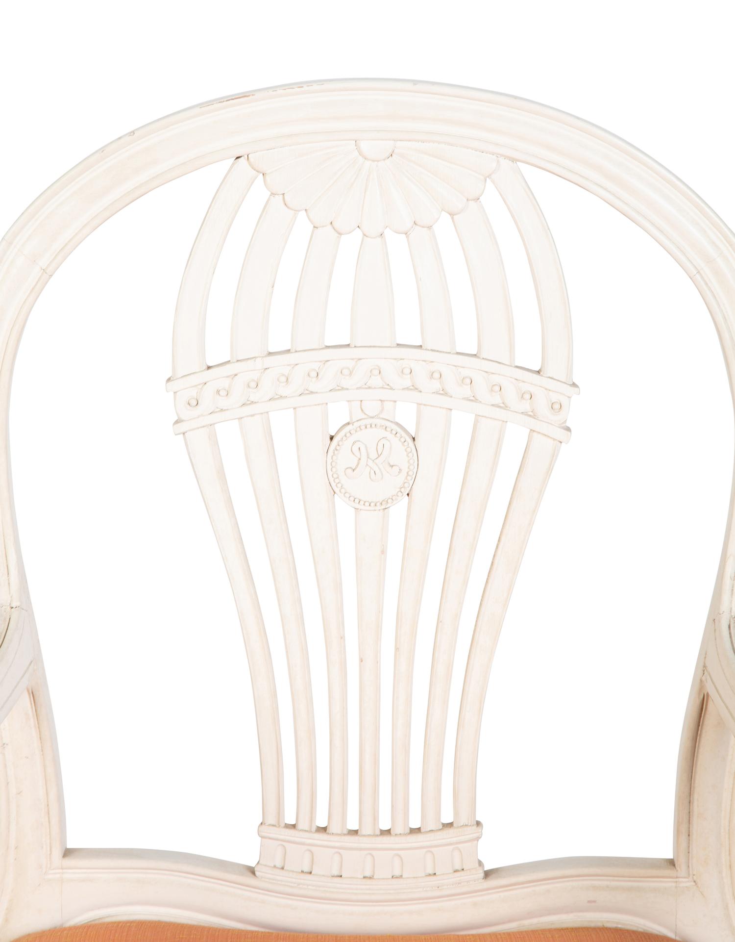 A Pair of Carved and Painted Wood Montgolfière Fauteuils — 20TH CENTURY