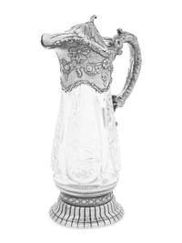 An American Silver Mounted Cut Glass Claret Jug