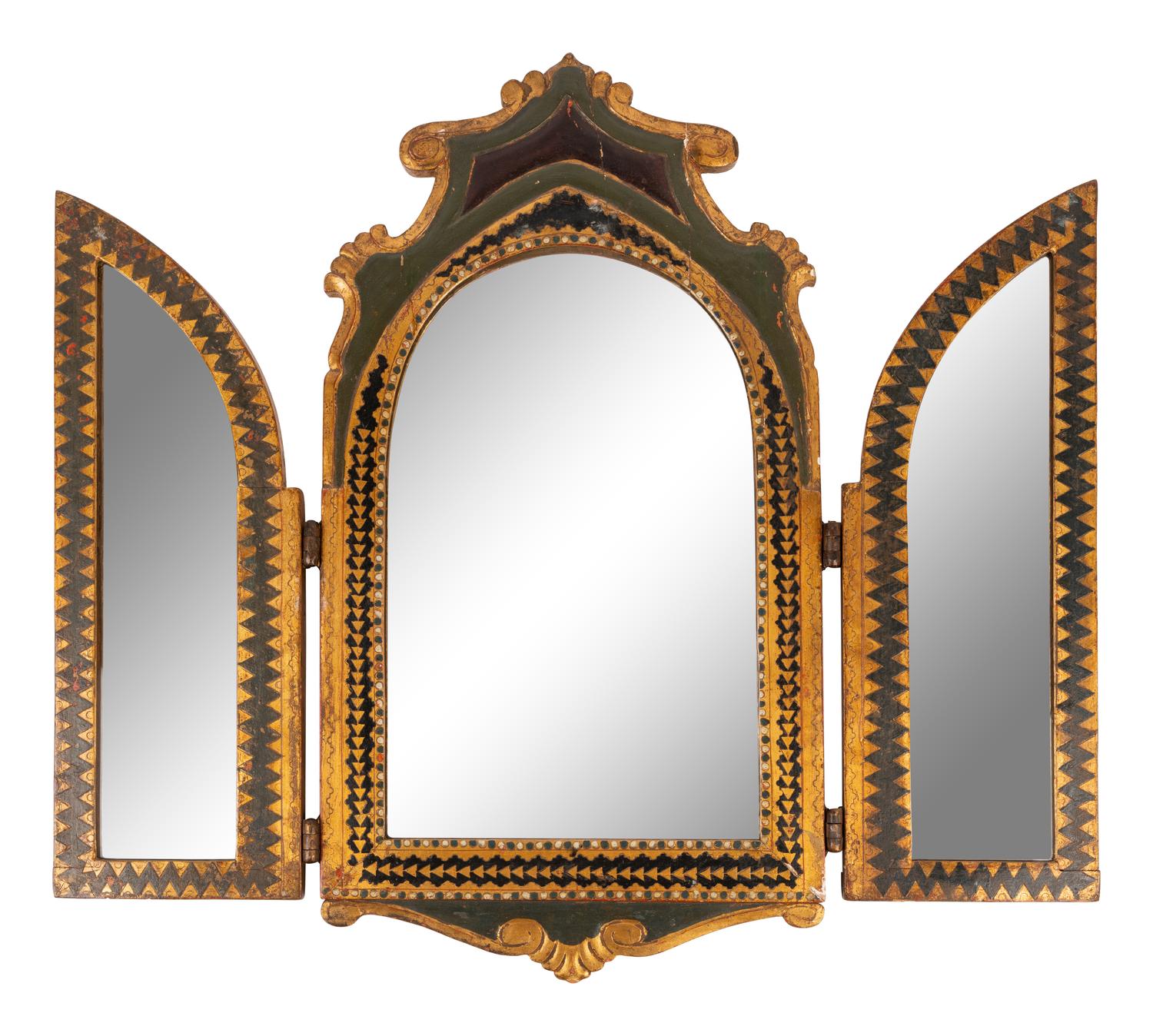A Continental Painted Altar Triptych