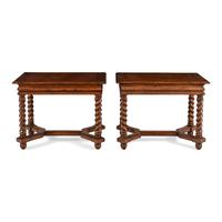 A Pair of Italian Baroque Style Walnut Side Tables