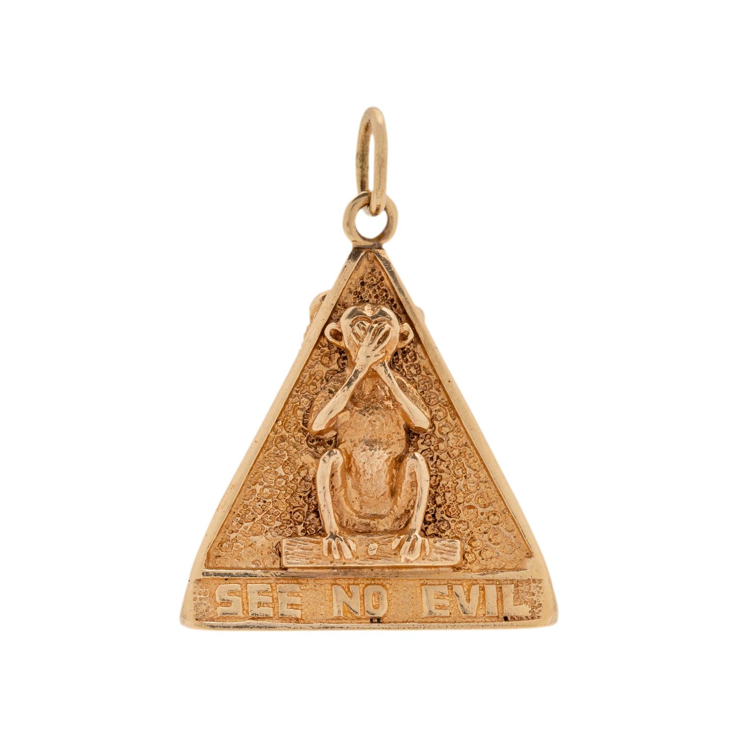 YELLOW GOLD 'THREE WISE MONKEYS' CHARM