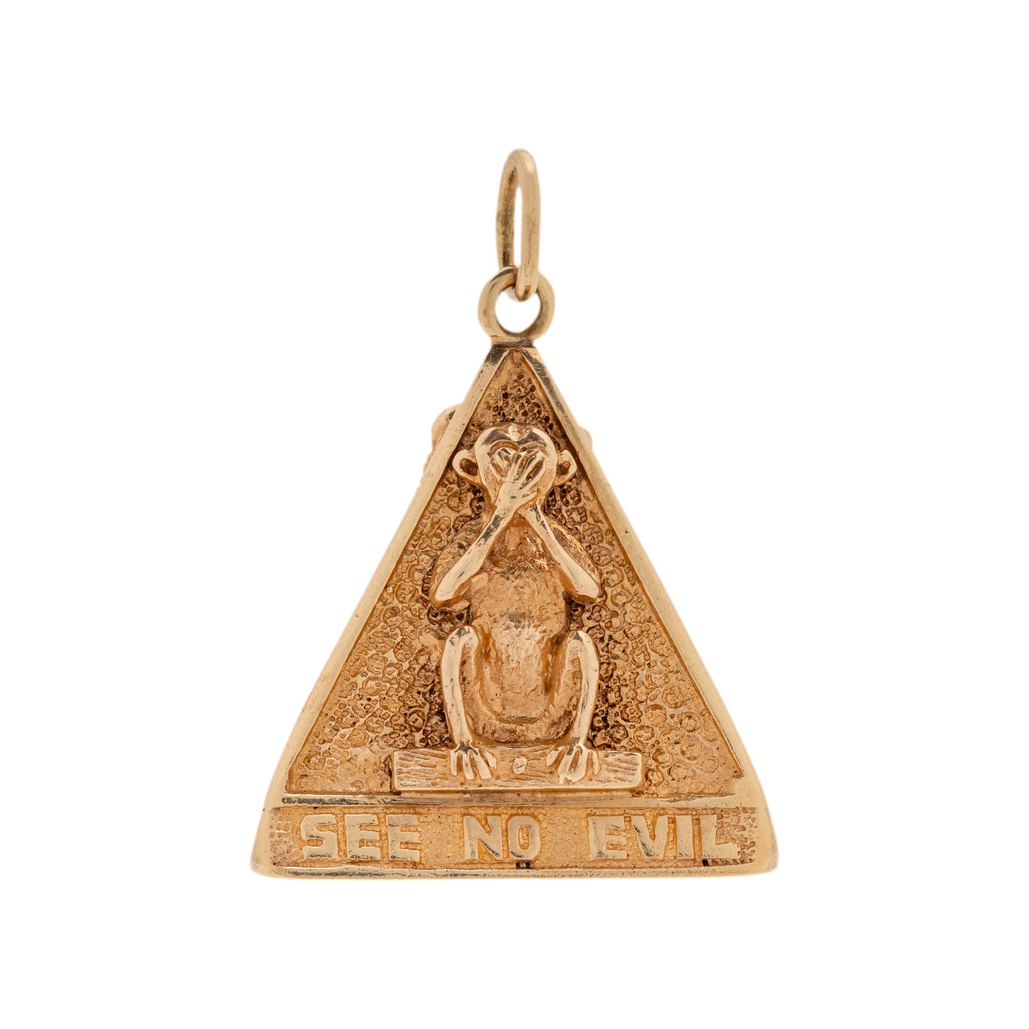 YELLOW GOLD 'THREE WISE MONKEYS' CHARM