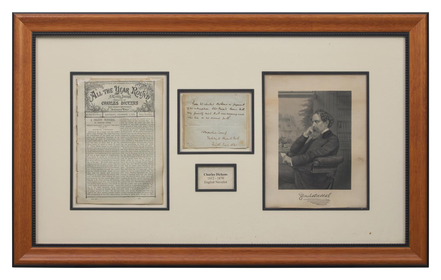 [Literature] Dickens, Charles. Autograph Note