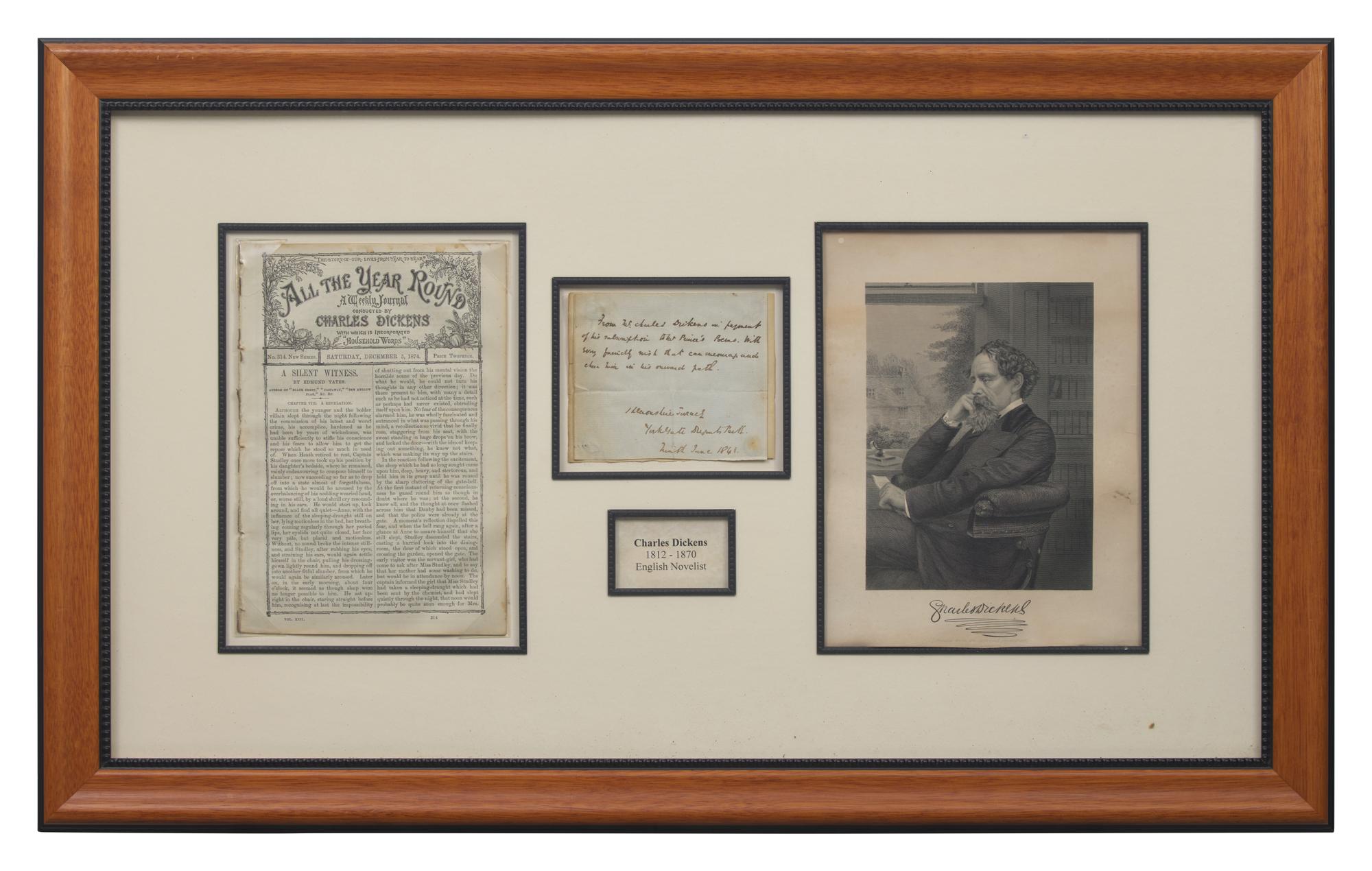 [Literature] Dickens, Charles. Autograph Note