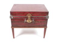 A Metal Military Travel Case Height of first 11 x width 23 1/4 x depth 17 inches.