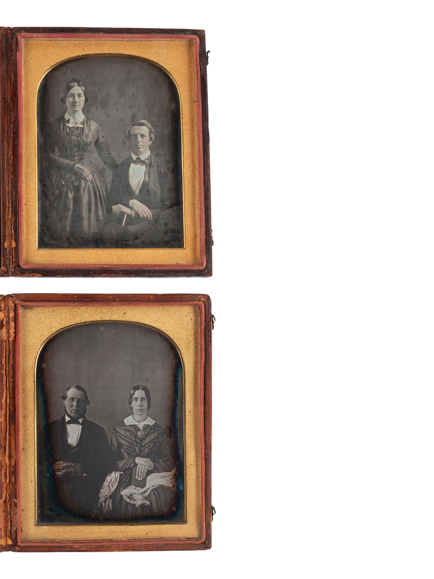 [EARLY PHOTOGRAPHY]. 6 half plate daguerreotypes highlighted by group portrait of 6 subjects.
