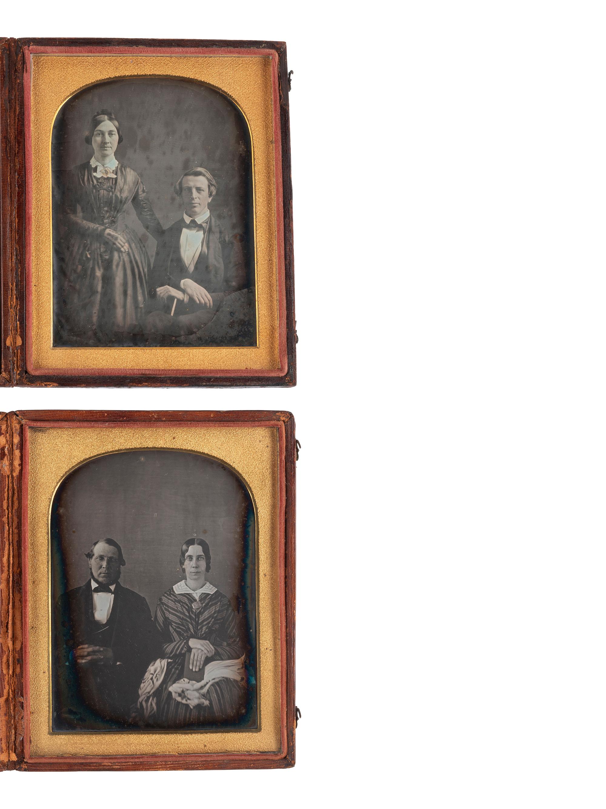 [EARLY PHOTOGRAPHY]. 6 half plate daguerreotypes highlighted by group portrait of 6 subjects.