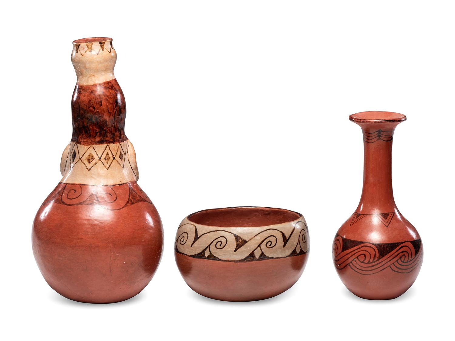 Pottery Vases and Bowl