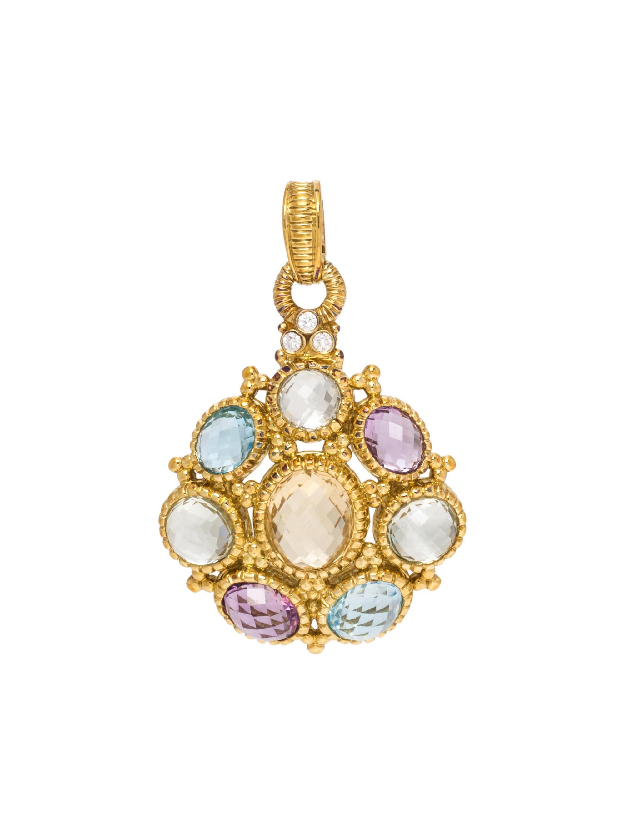 JUDITH RIPKA, MULTIGEM AND DIAMOND PENDANT
