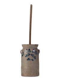 A Cobalt Decorated Stoneware Butter Churn