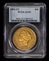 A United States 1892-CC Liberty Head $20 Gold Coin