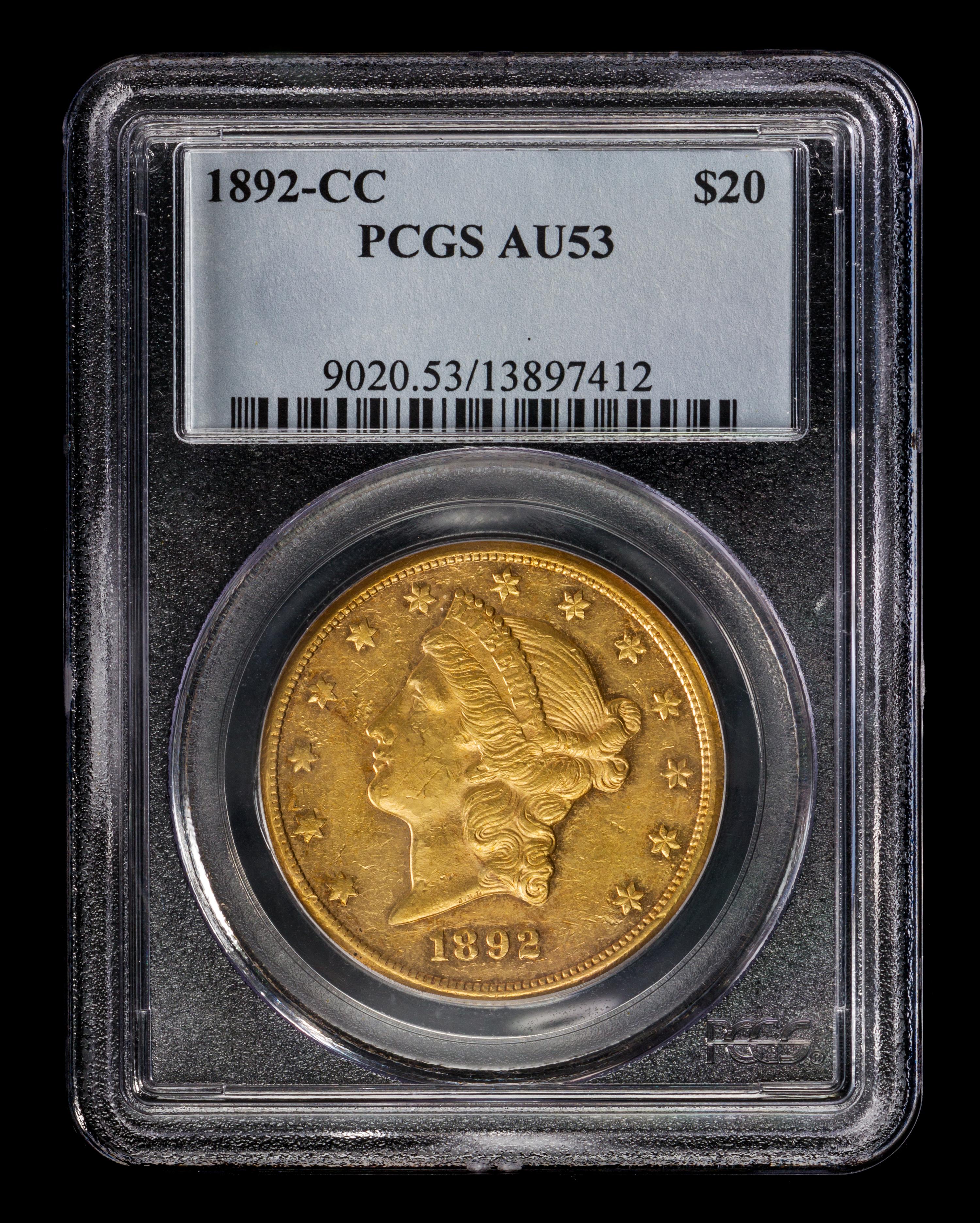 A United States 1892-CC Liberty Head $20 Gold Coin