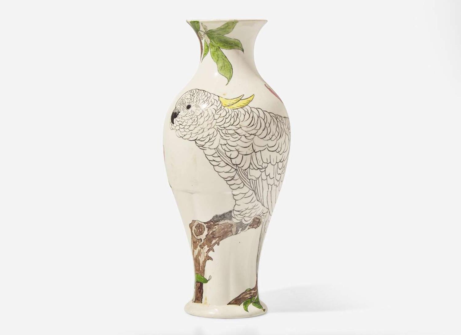 A Wedgwood Pierre Mallett Decorated Queensware Vase, UK, late 19th century