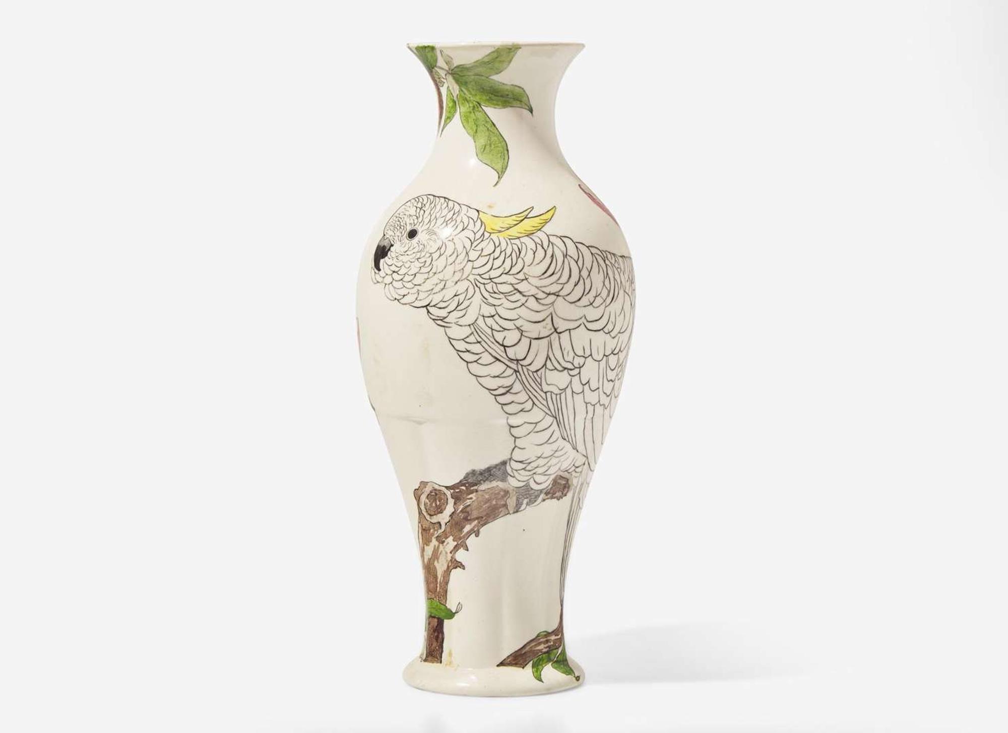A Wedgwood Pierre Mallett Decorated Queensware Vase, UK, late 19th century