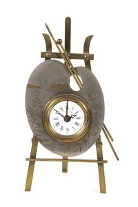 A French Brass Table Clock Height 10 7/8 inches. — BREVETTE, PARIS, LATE 19TH CENTURY