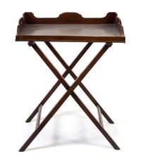 An English Mahogany Butler's Tray Height of stand 43 inches.