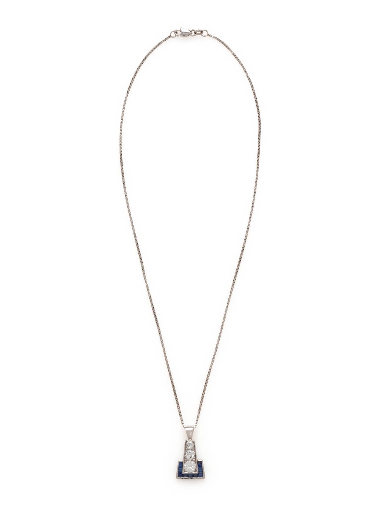 DIAMOND AND SAPPHIRE PENDANT/NECKLACE