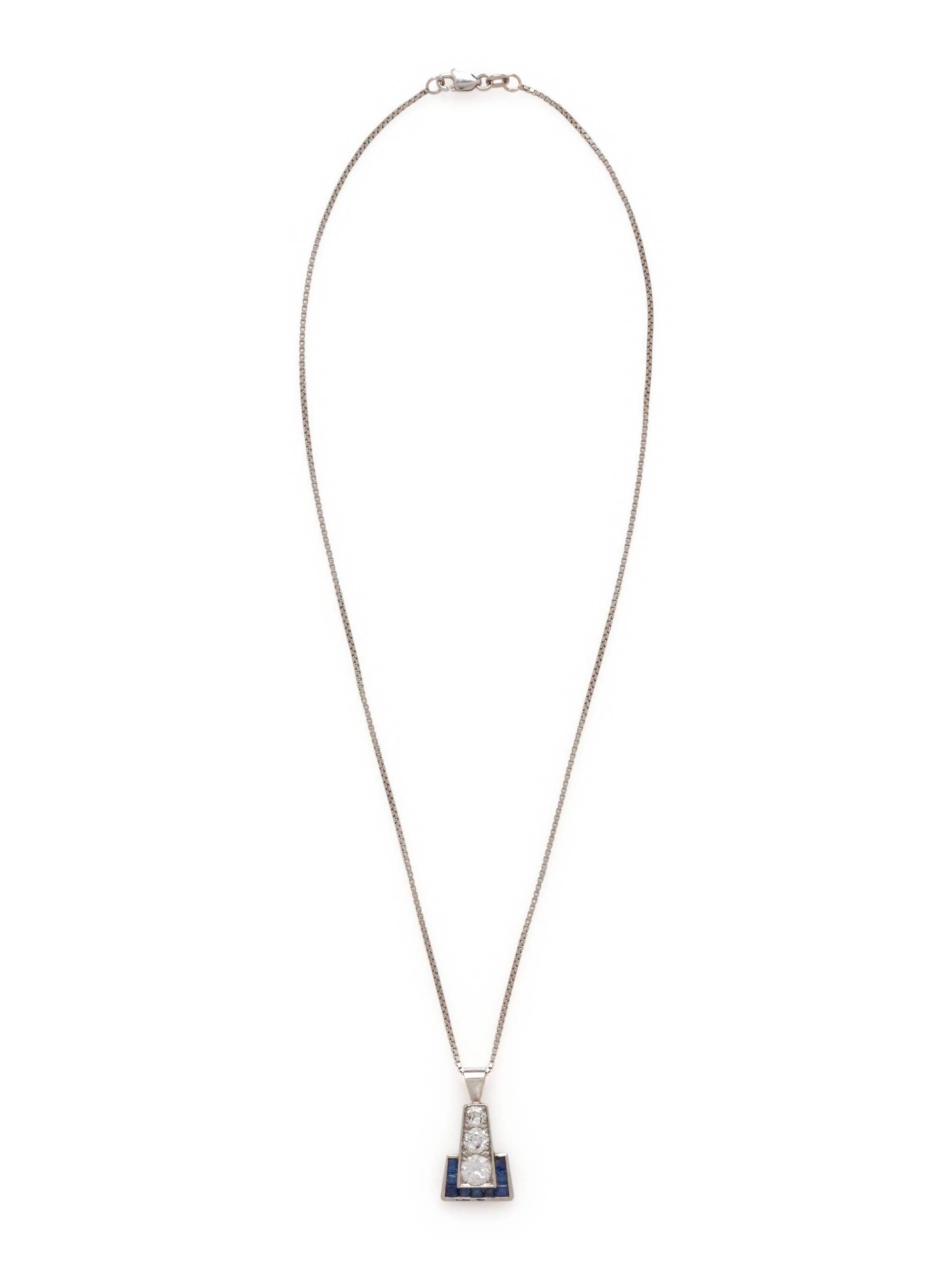 DIAMOND AND SAPPHIRE PENDANT/NECKLACE